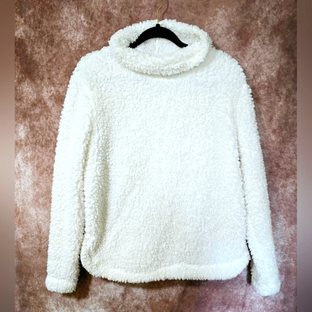 STARS ABOVE Women's Size Medium White Long Sleeve Lightweight Cowl Neck Sweater